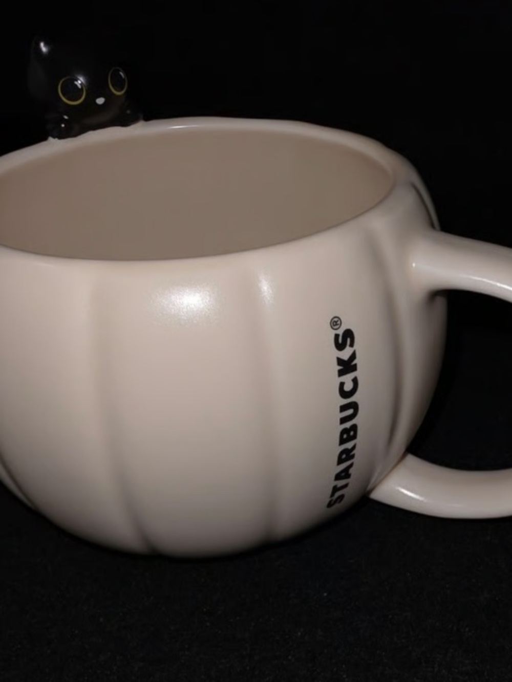 Cream Pumpkin-Shaped Mug with Starbucks Logo